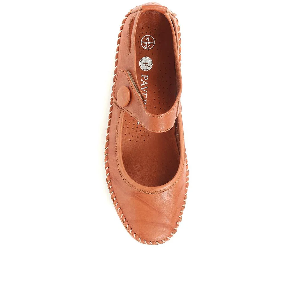 Leather Touch Fastening Mary Janes - SIMIN31005 / 318 210 - Tan - Image 4