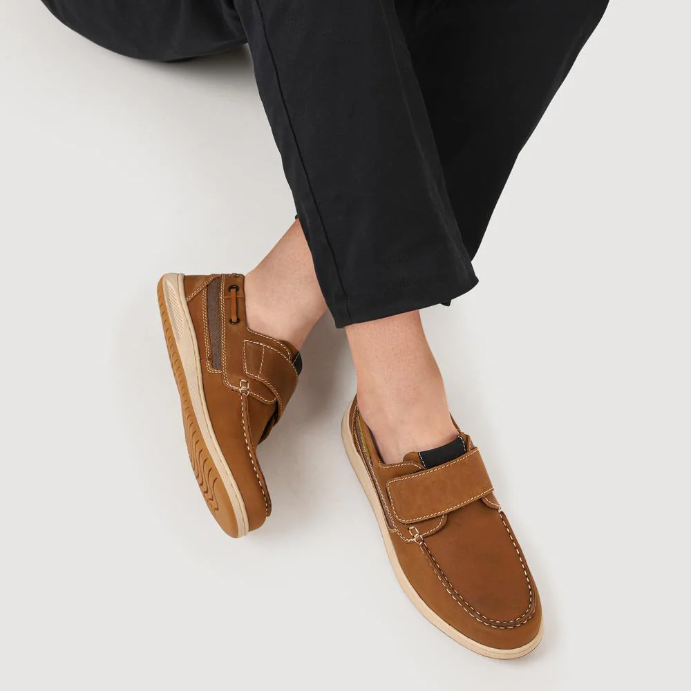 Leather Touch-Fastening Monk Shoes - SHAFI41000 / 327 095 - Brown - Image 5