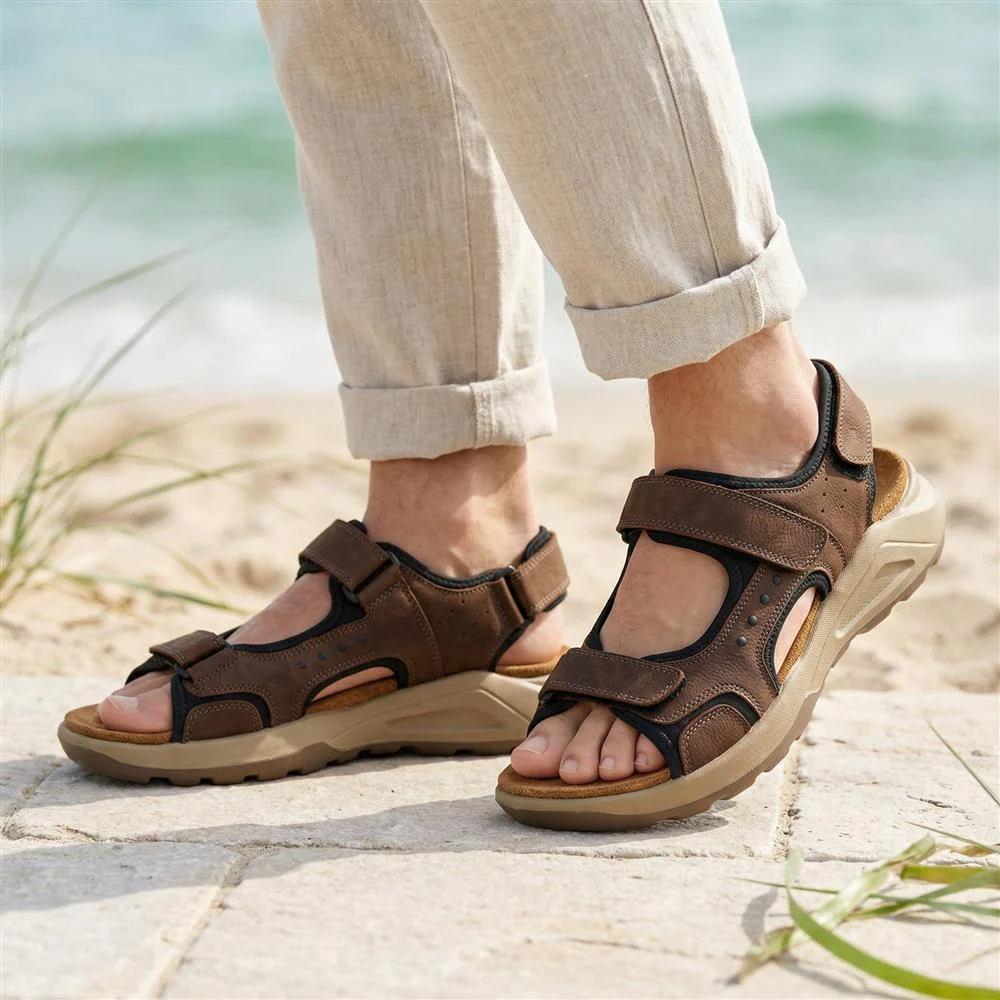 Leather Touch-Fastening Sandals - DDIN41011 / 327 116 - Brown - Image 2