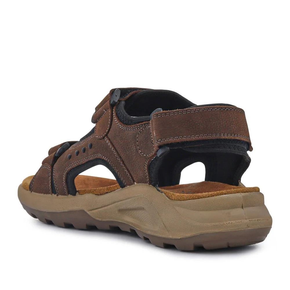 Leather Touch-Fastening Sandals - DDIN41011 / 327 116 - Brown - Image 4