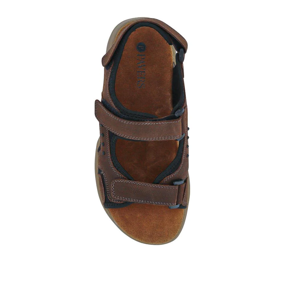 Leather Touch-Fastening Sandals - DDIN41011 / 327 116 - Brown - Image 5