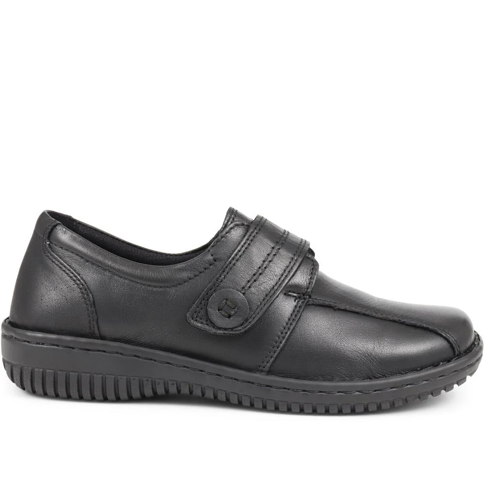 Leather Touch-Fastening Shoes - LUCK38001 / 324 182 - Black - Image 2
