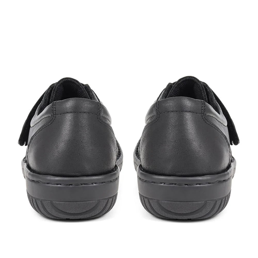 Leather Touch-Fastening Shoes - LUCK38001 / 324 182 - Black - Image 3