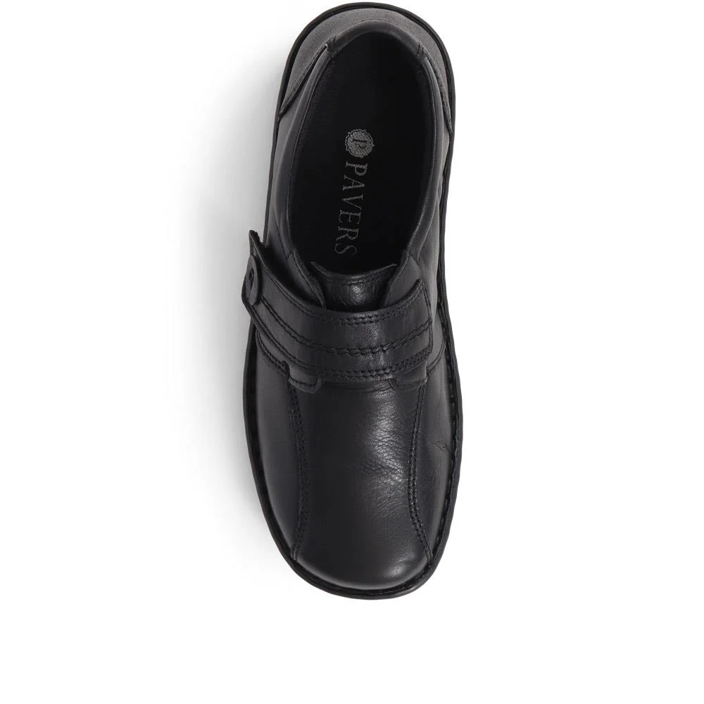 Leather Touch-Fastening Shoes - LUCK38001 / 324 182 - Black - Image 5