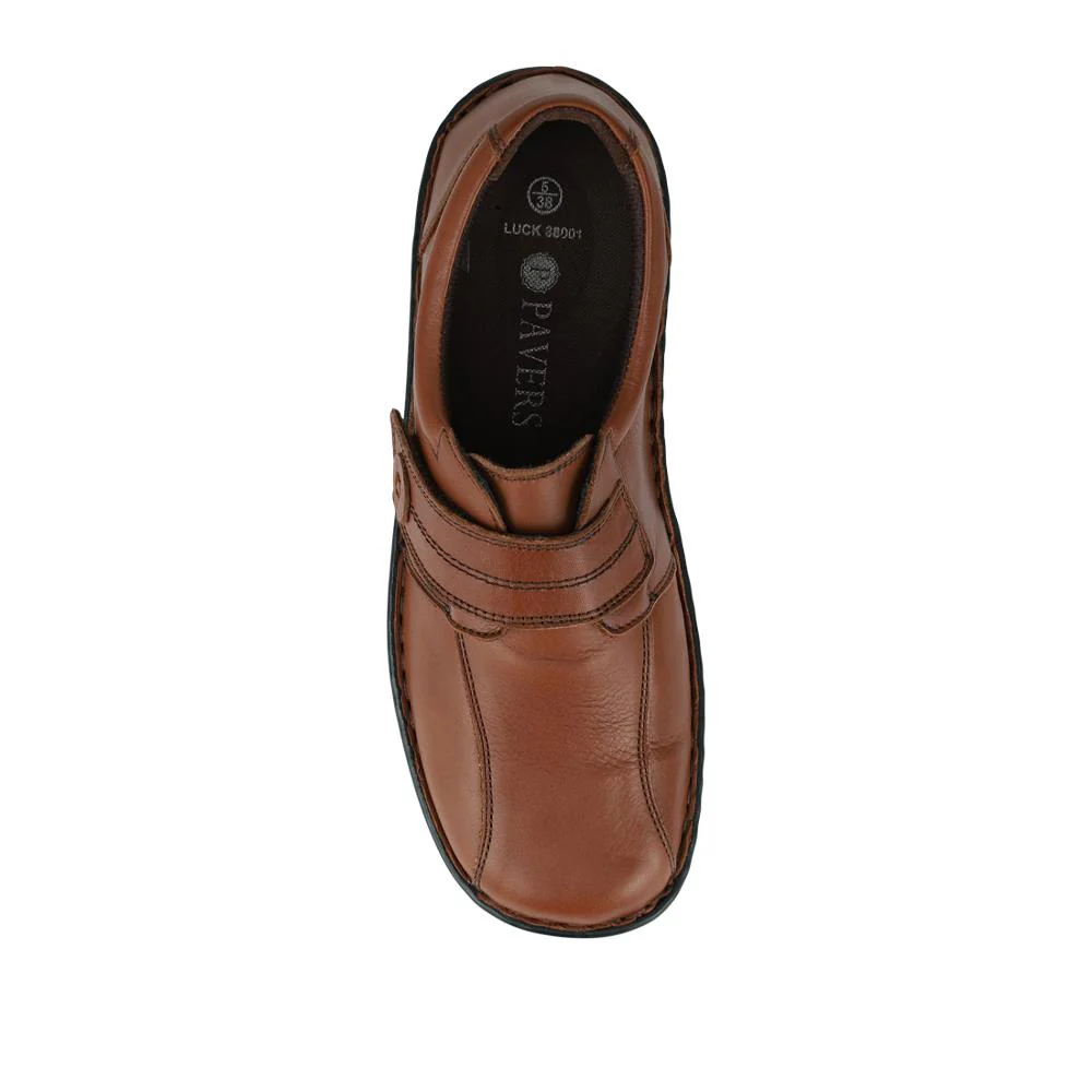 Leather Touch-Fastening Shoes - LUCK38001 / 324 182 - Brown - Image 4