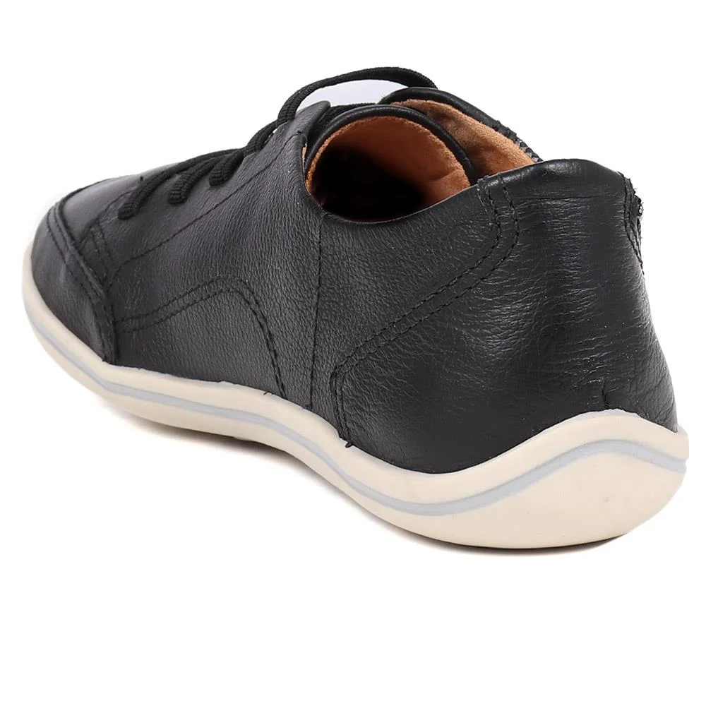 Leather Trainer with Zip Detail - BOT25018 / 309 566 - Black - Image 3