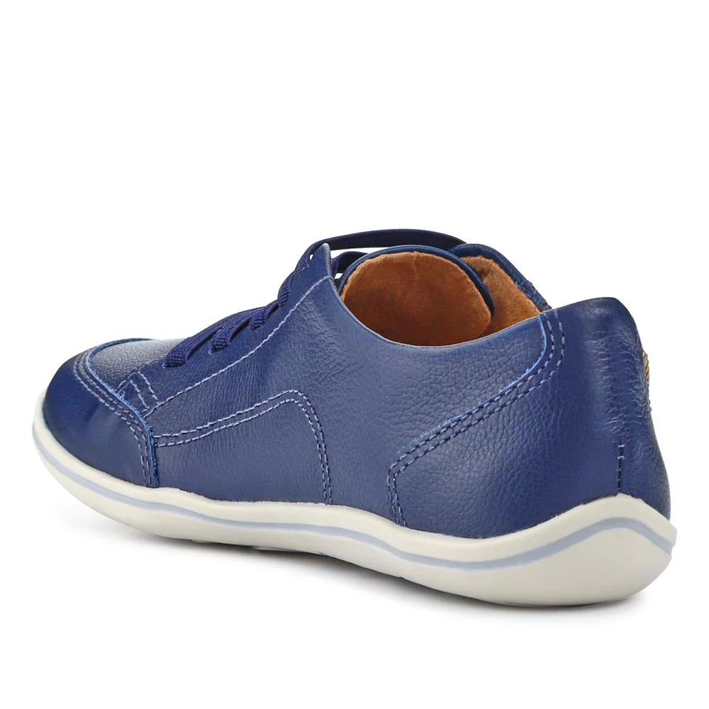 Leather Trainer with Zip Detail - BOT25018 / 309 566 - Navy - Image 3