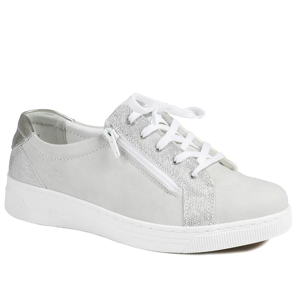 Leather Trainers with Functional Zip - CAL43001 / 329 364 - Image 2