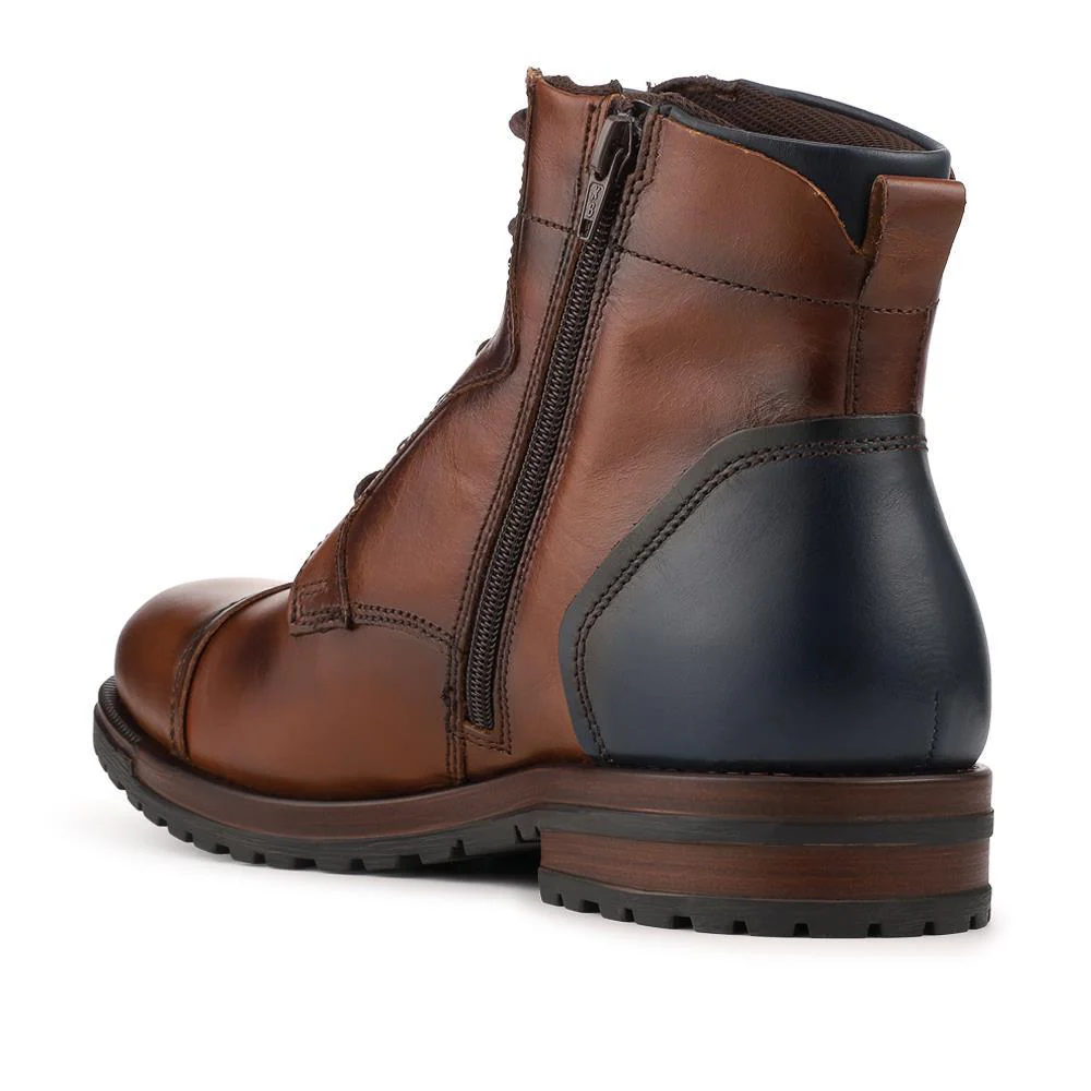 Leather Two Tone Lace Up Boots With Toe Cap - ITAR42008 / 328 366 - Tan - Image 3