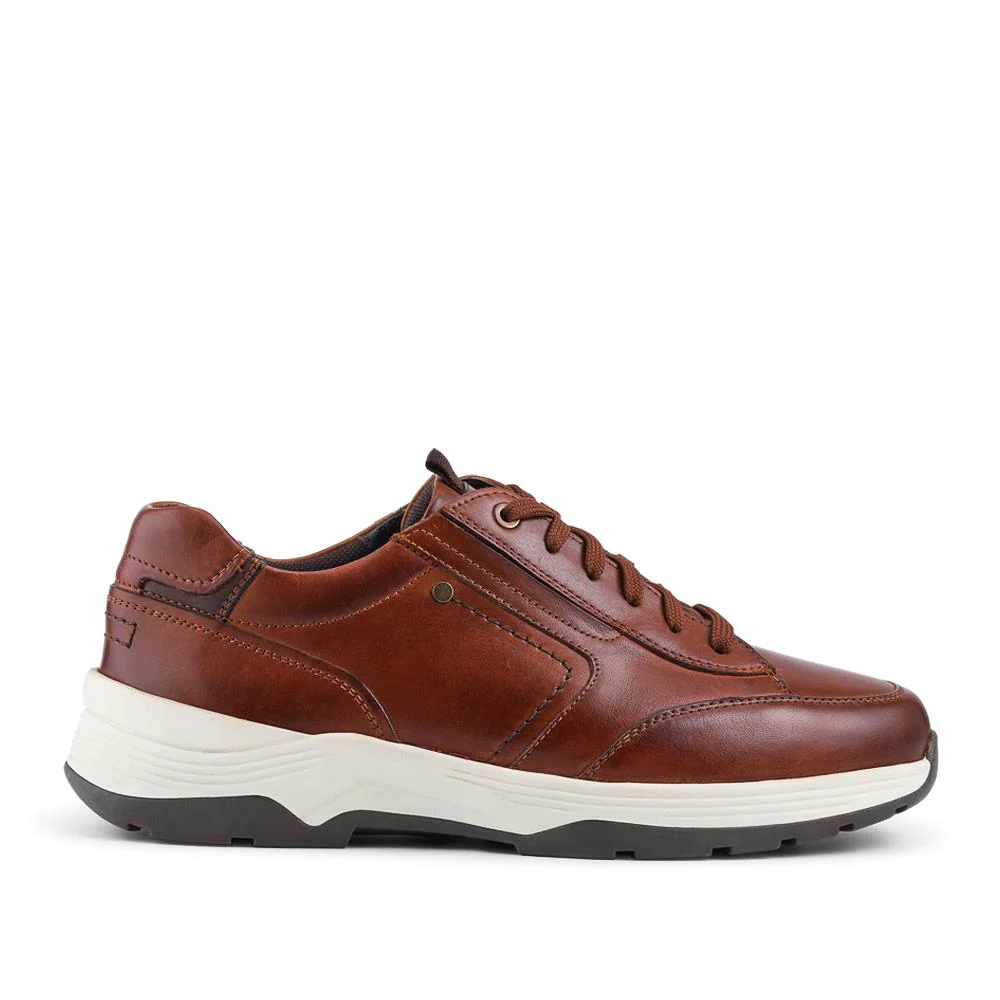 Leather Ultra-Wide Laced Trainers - ROGER / 326 964 - Cognac - Image 3