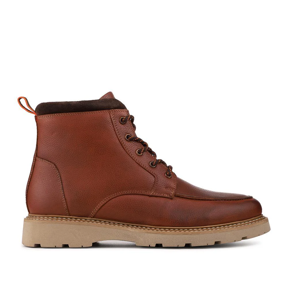 Leather Warm Lined Lace Up Boots - RNB42016 / 328 050 - Tan - Image 2