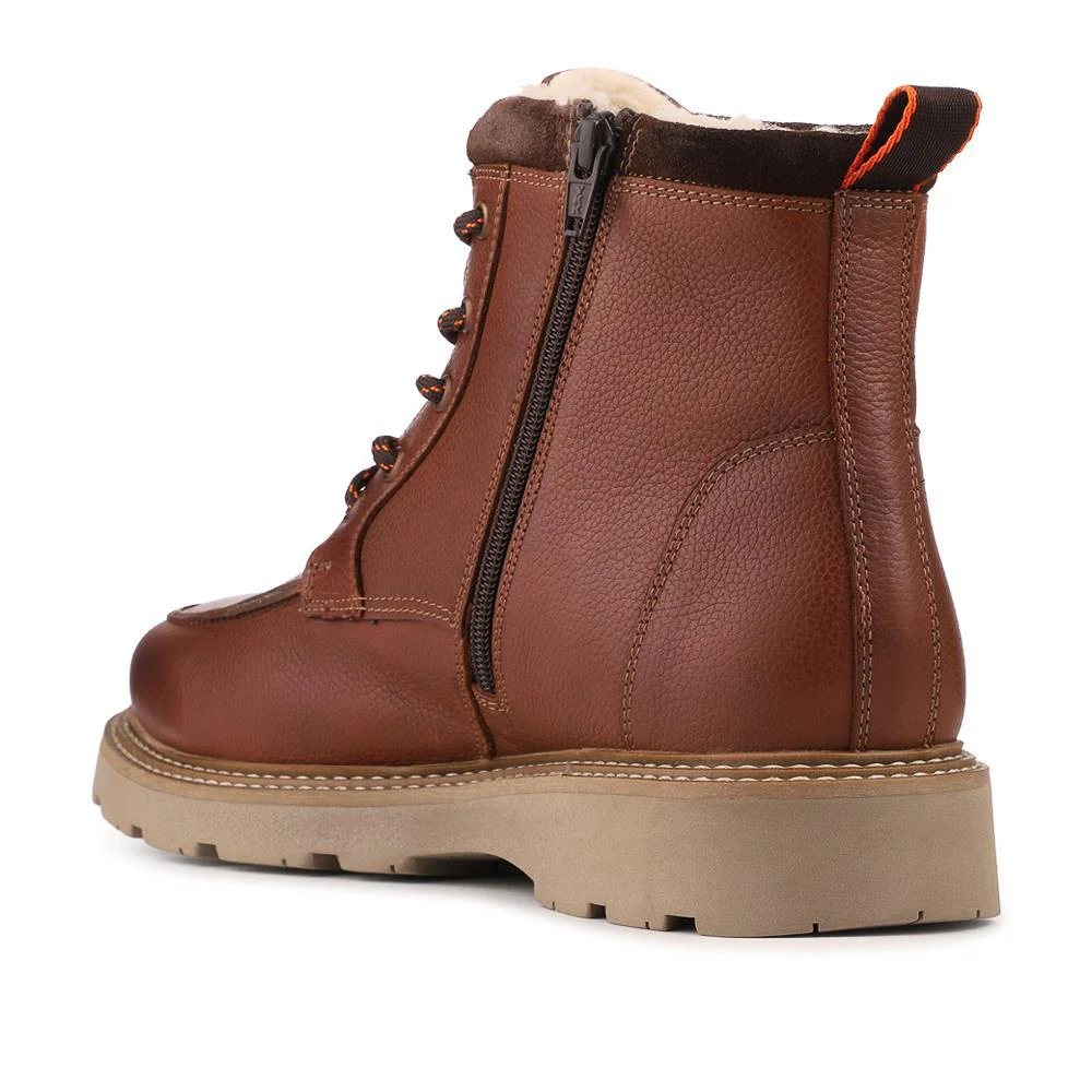 Leather Warm Lined Lace Up Boots - RNB42016 / 328 050 - Tan - Image 3