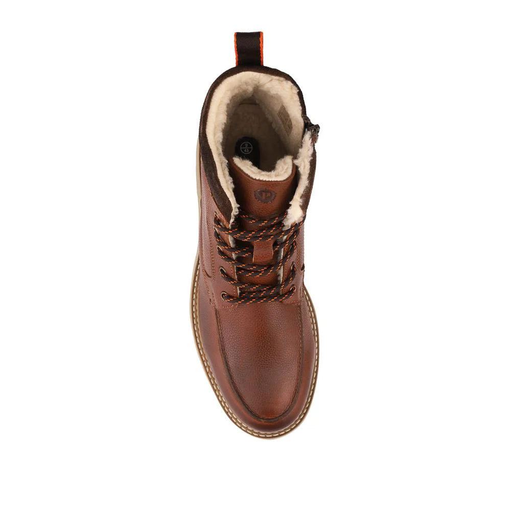 Leather Warm Lined Lace Up Boots - RNB42016 / 328 050 - Tan - Image 4