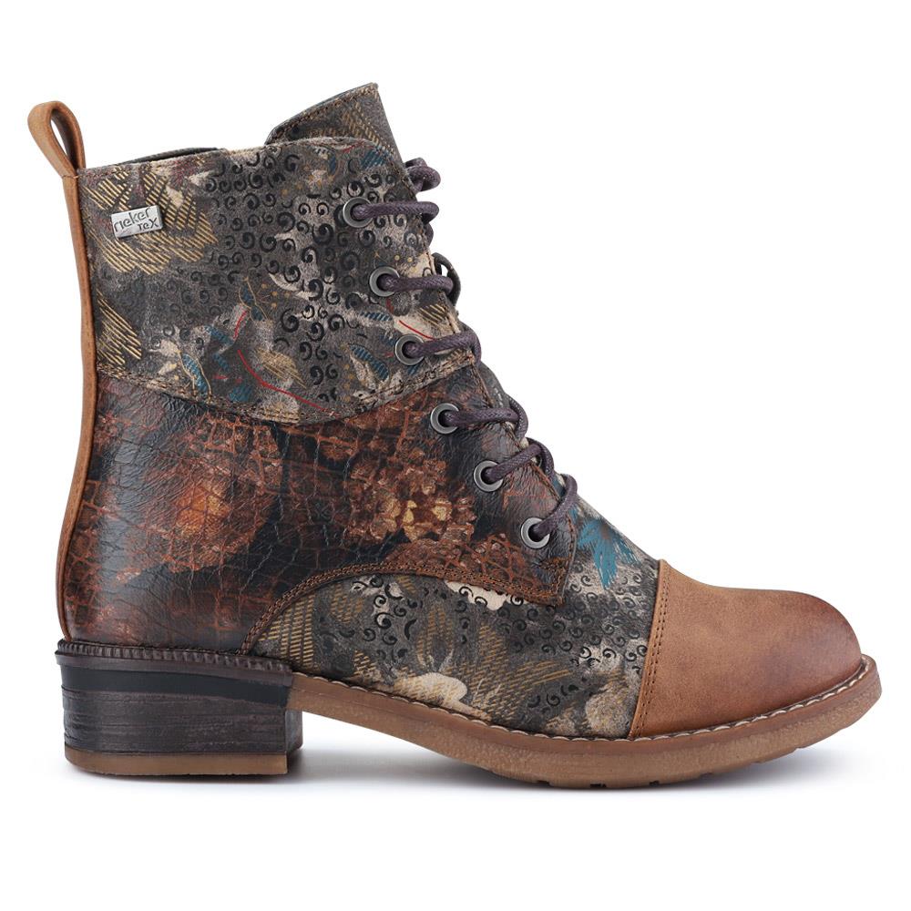 Leather Water-Resistant Lace-Up Boots - RKR40526 / 326 088 - Floral - Image 2