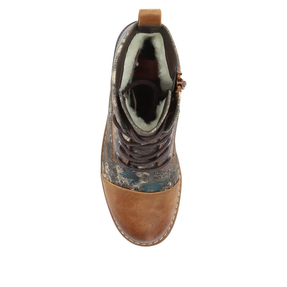 Leather Water-Resistant Lace-Up Boots - RKR40526 / 326 088 - Floral - Image 4