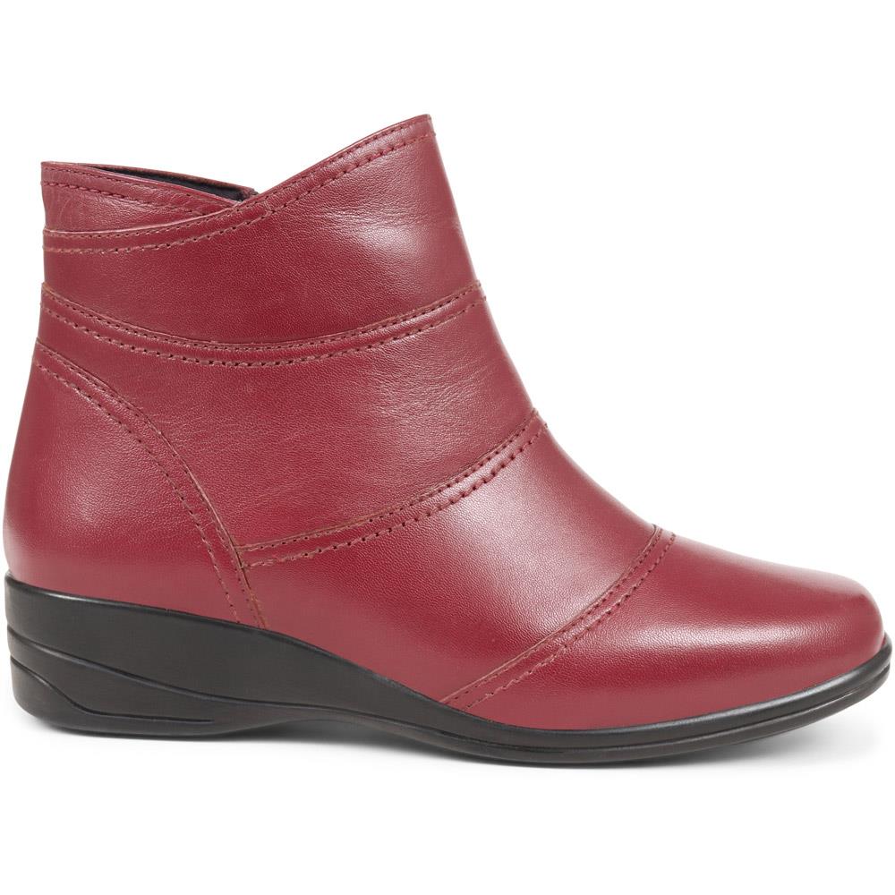 Leather Wedge Ankle Boots - KF38008 / 324 492 - Burgundy - Image 2