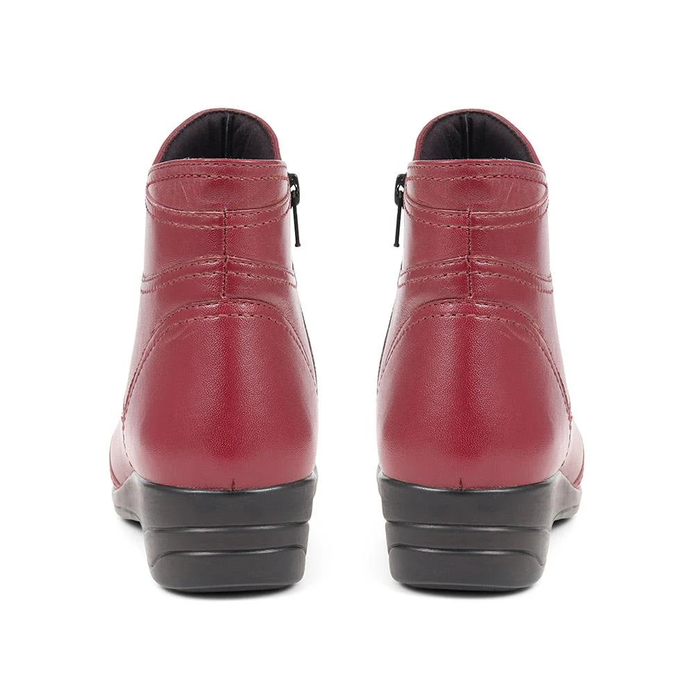 Leather Wedge Ankle Boots - KF38008 / 324 492 - Burgundy - Image 3