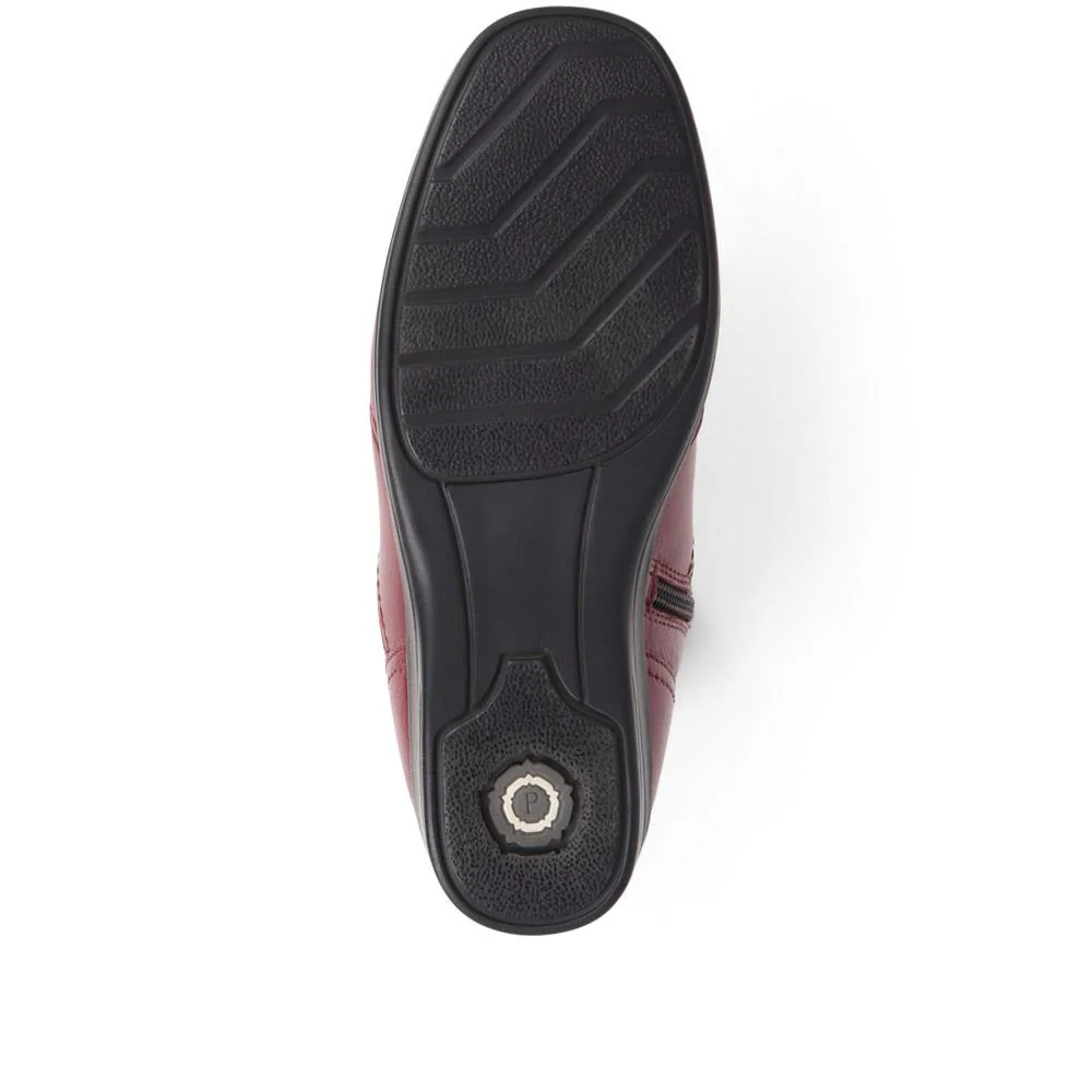 Leather Wedge Ankle Boots - KF38008 / 324 492 - Burgundy - Image 4