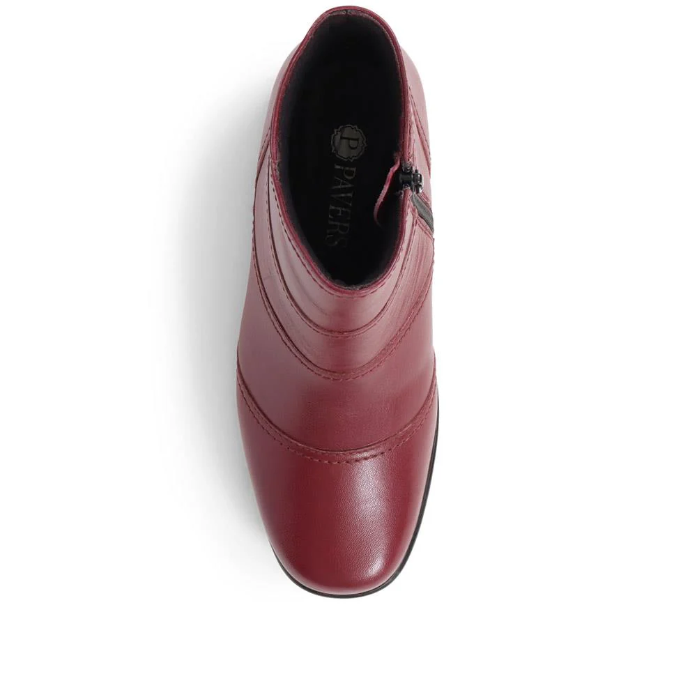 Leather Wedge Ankle Boots - KF38008 / 324 492 - Burgundy - Image 5