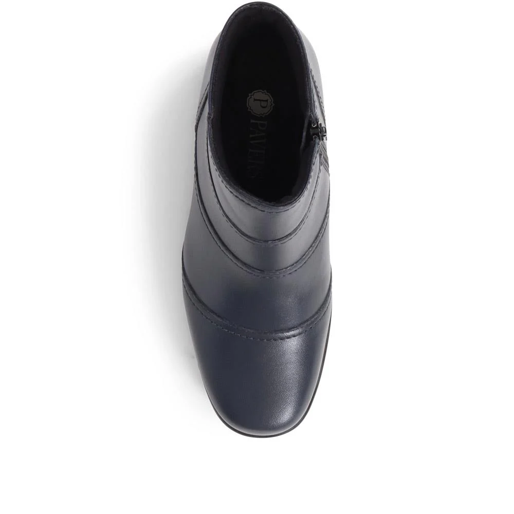 Leather Wedge Ankle Boots - KF38008 / 324 492 - Navy - Image 5