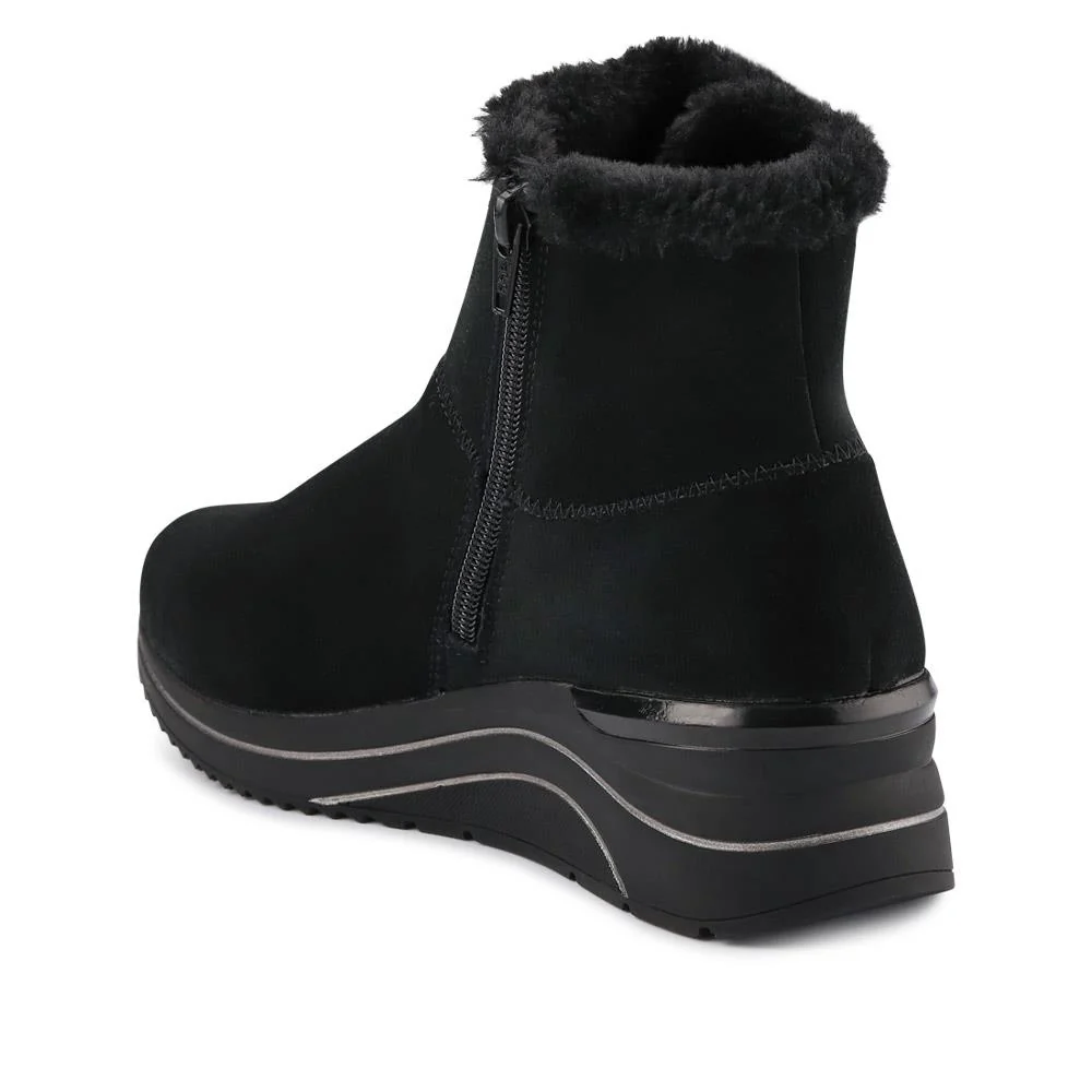 Leather Wedge-Heel Ankle Boots - DRS40509 / 326 366 - Black - Image 3
