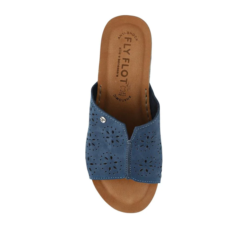 Leather Wedge-Heeled Mules - FLY41038 / 326 654 - Blue - Image 4
