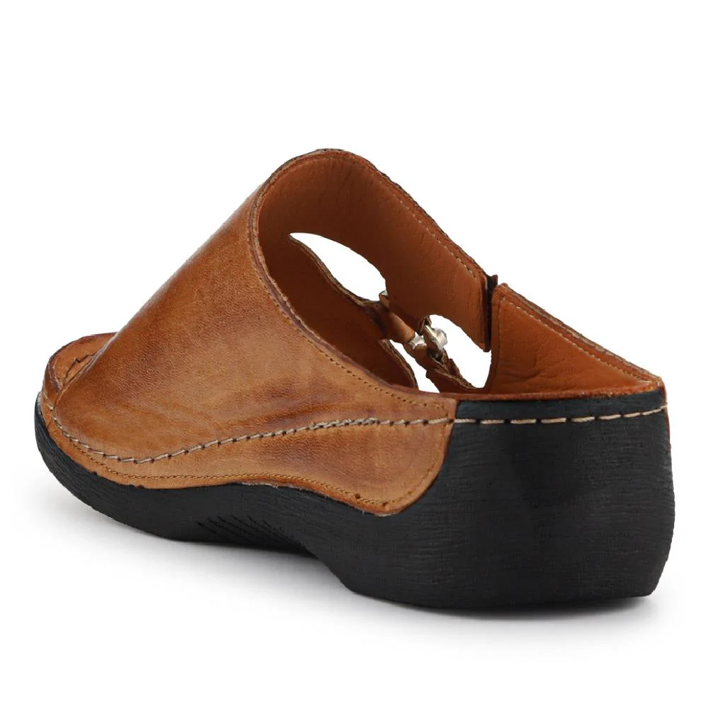 Leather Wedge-Heeled Mules - KARY41002 / 327 473 - Tan - Image 3