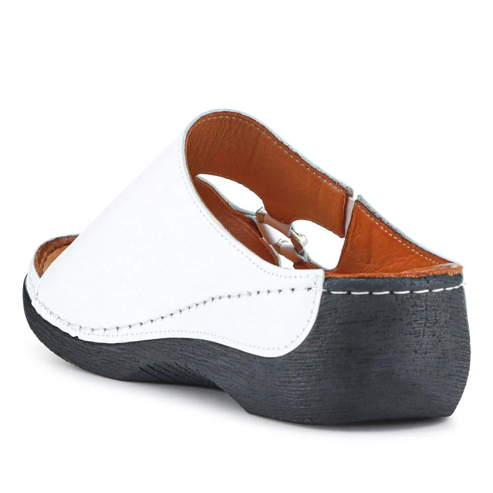 Leather Wedge-Heeled Mules - KARY41002 / 327 473 - White - Image 3
