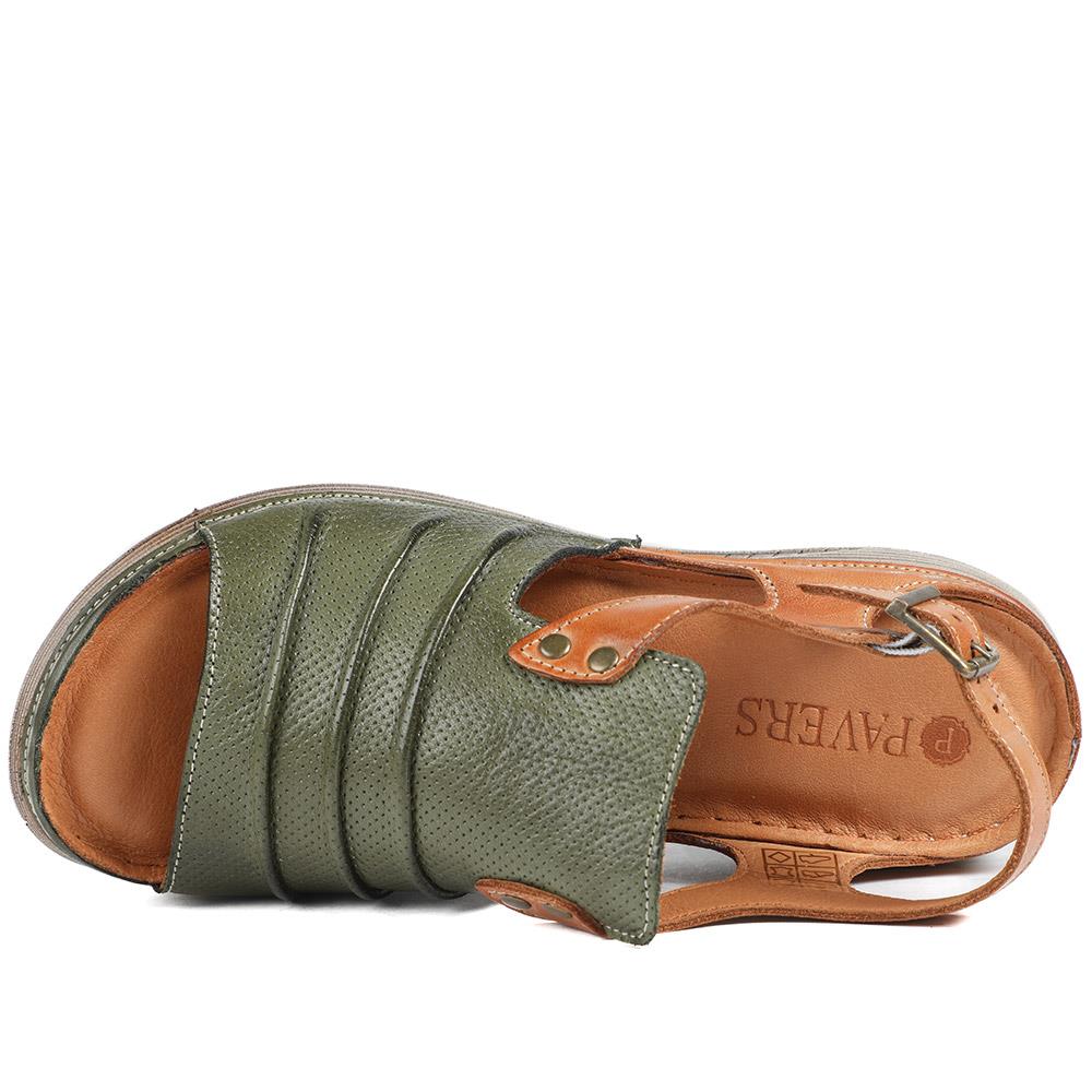 Leather Wedge-Heeled Sandals - VITAS41001 / 327 604 - Khaki - Image 5