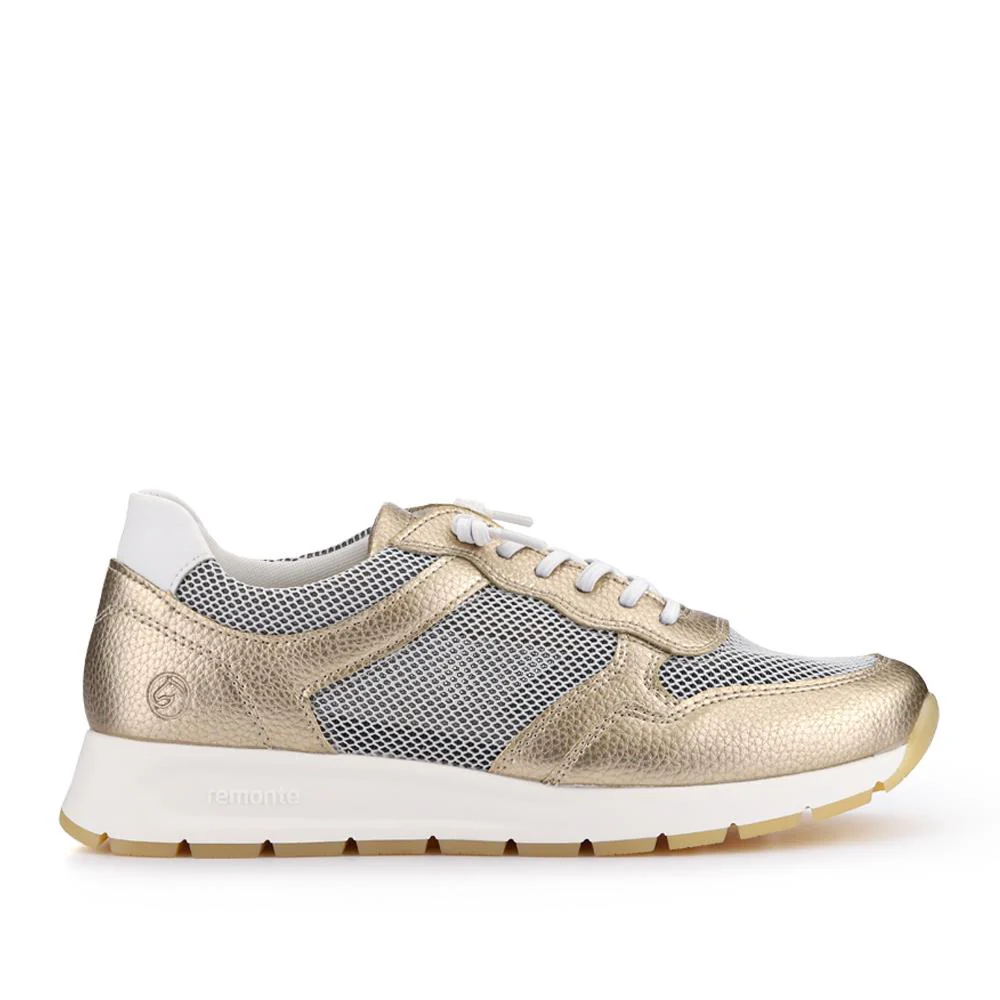 Leather Wedge-Heeled Trainers - DRS41516 / 327 091 - Gold - Image 2