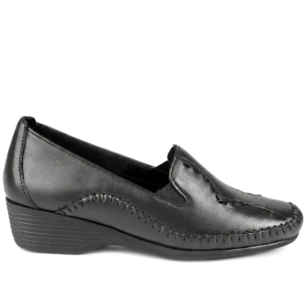 Leather Wedge Loafers - MOEN43004 / 329 555 - Black - Image 2