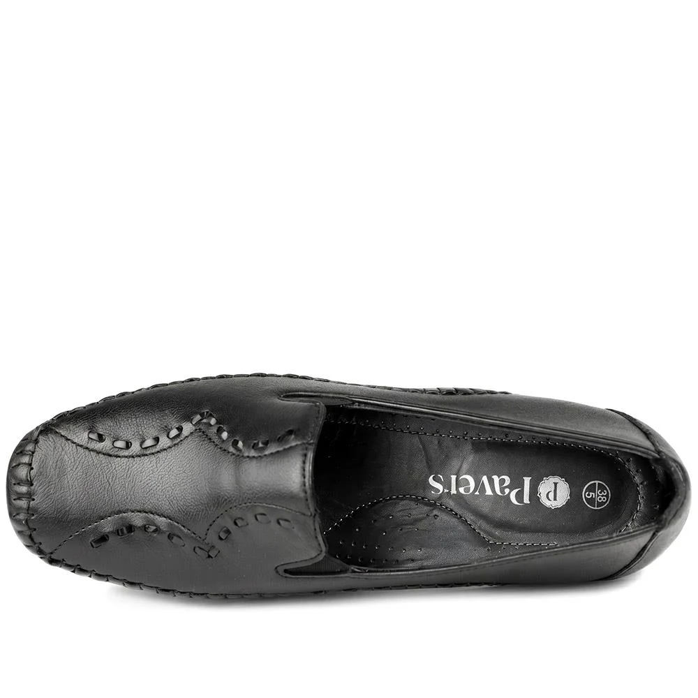 Leather Wedge Loafers - MOEN43004 / 329 555 - Black - Image 4