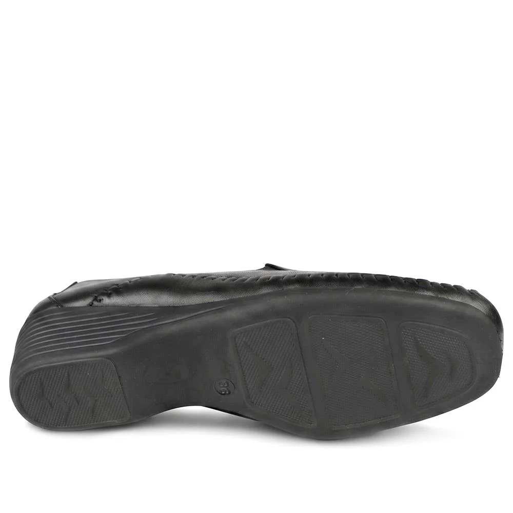 Leather Wedge Loafers - MOEN43004 / 329 555 - Black - Image 5
