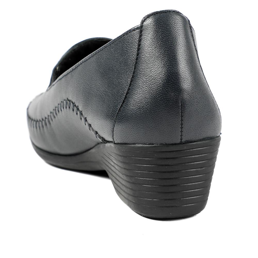 Leather Wedge Loafers - MOEN43004 / 329 555 - Navy - Image 4
