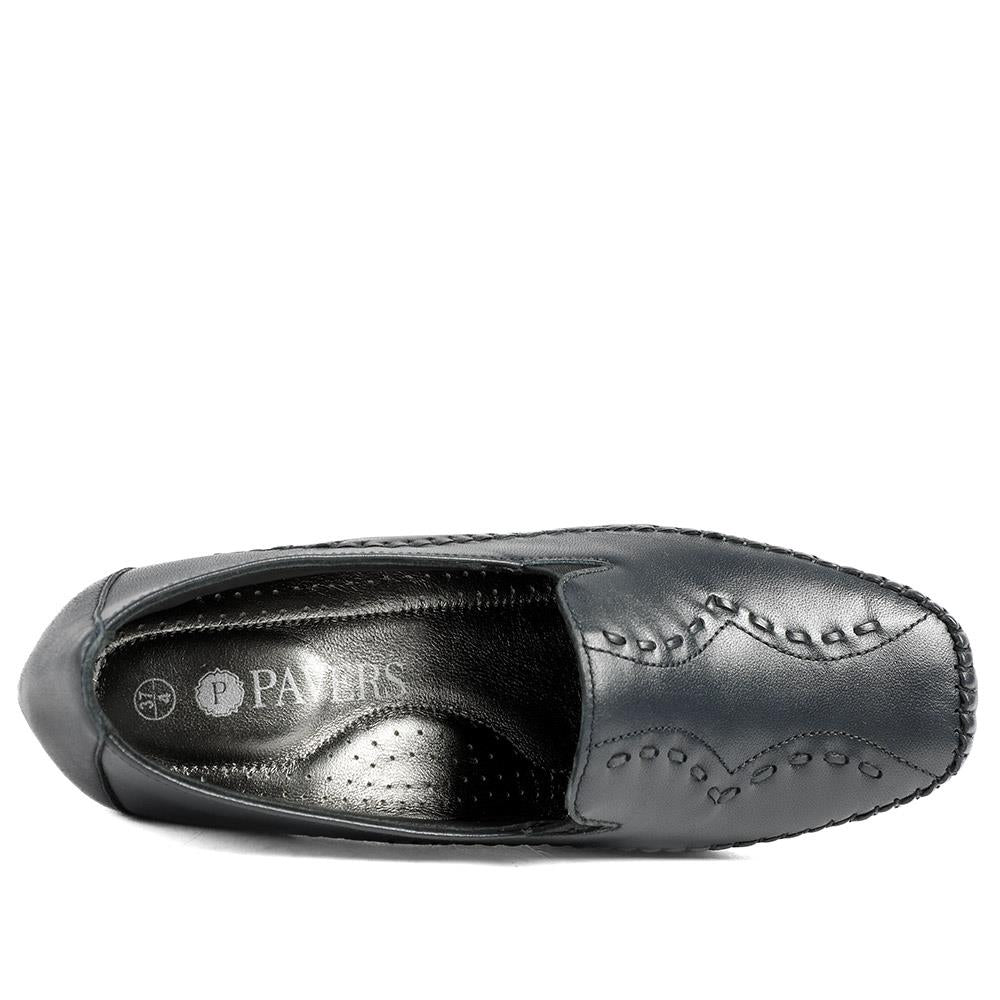 Leather Wedge Loafers - MOEN43004 / 329 555 - Navy - Image 5