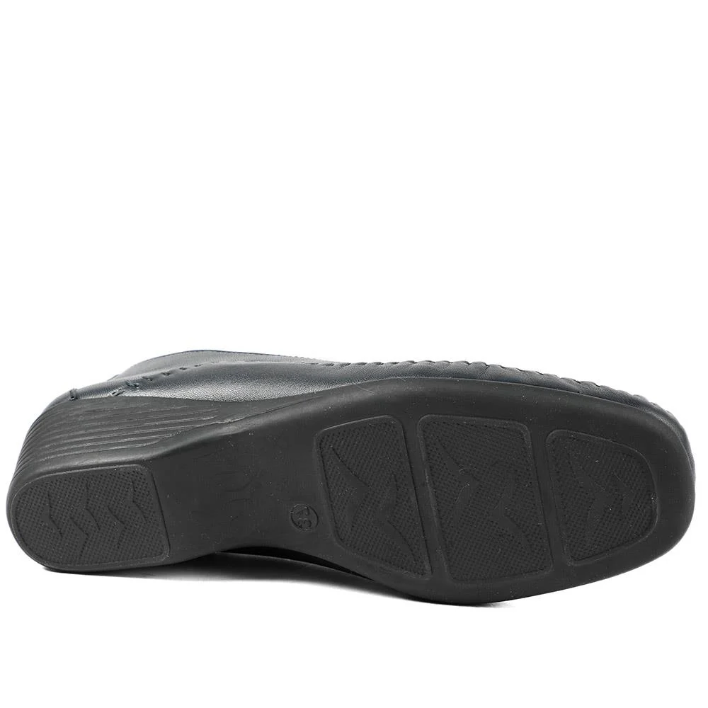 Leather Wedge Loafers - MOEN43004 / 329 555 - Navy - Image 6