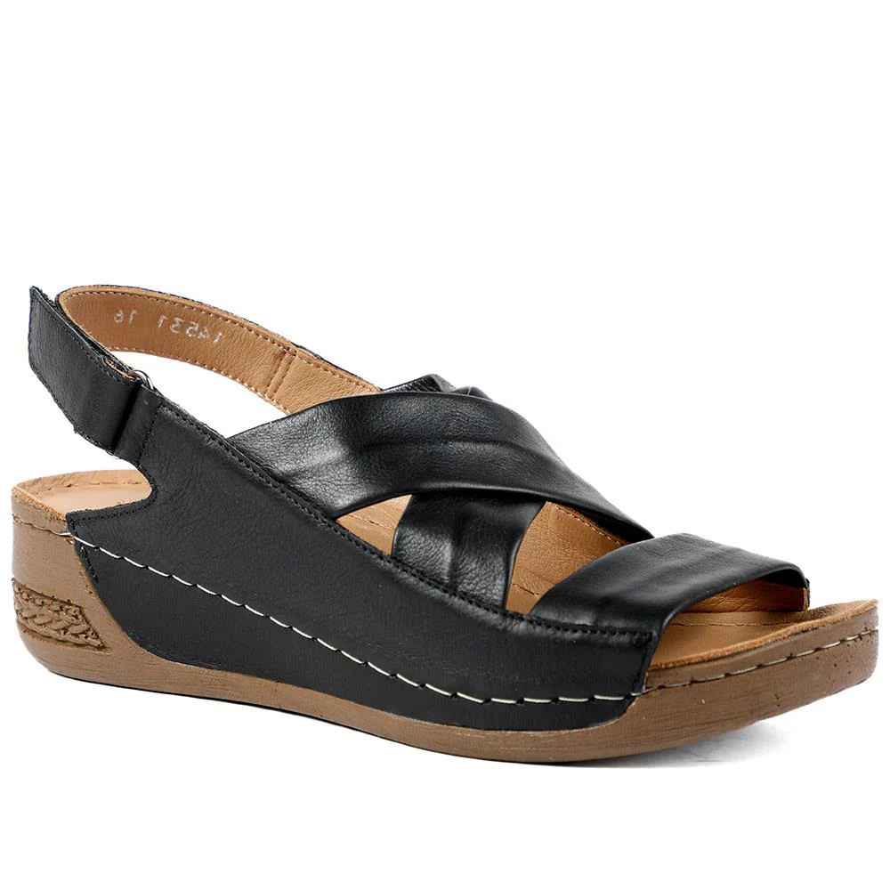 Leather Wedge Sandals - AS43000 / 329 299 - Black