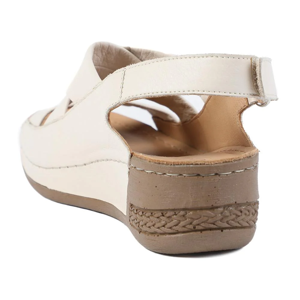 Leather Wedge Sandals - AS43000 / 329 299 - Beige - Image 4