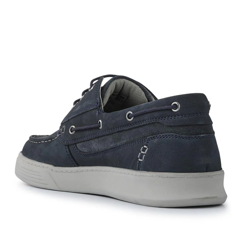 Leather Wide-Fit Boat Shoes - PARK41048 / 327 264 - Navy - Image 3