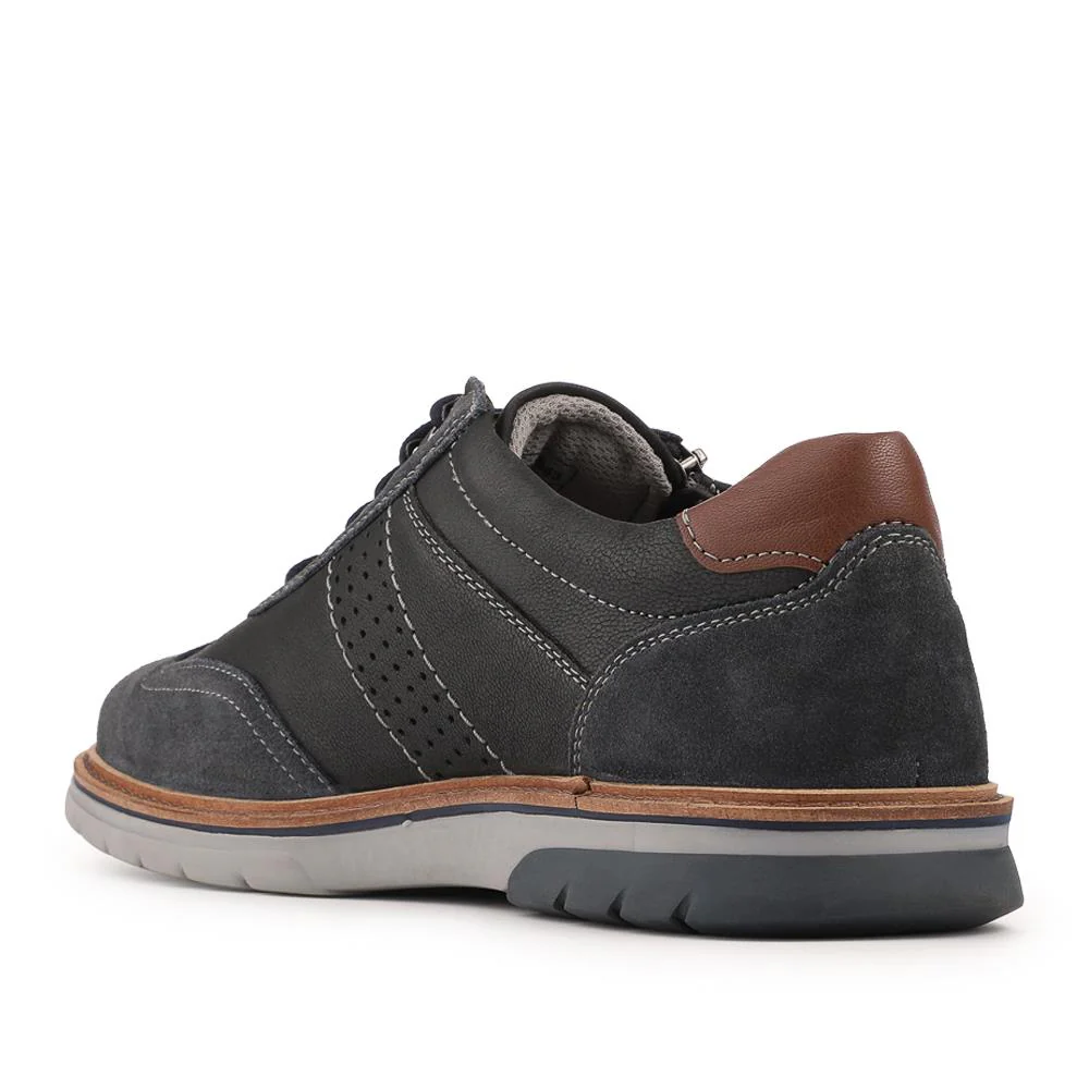 Leather Wide-Fit Dual-Fasten Trainers - PARK41043 / 327 265 - Navy - Image 2