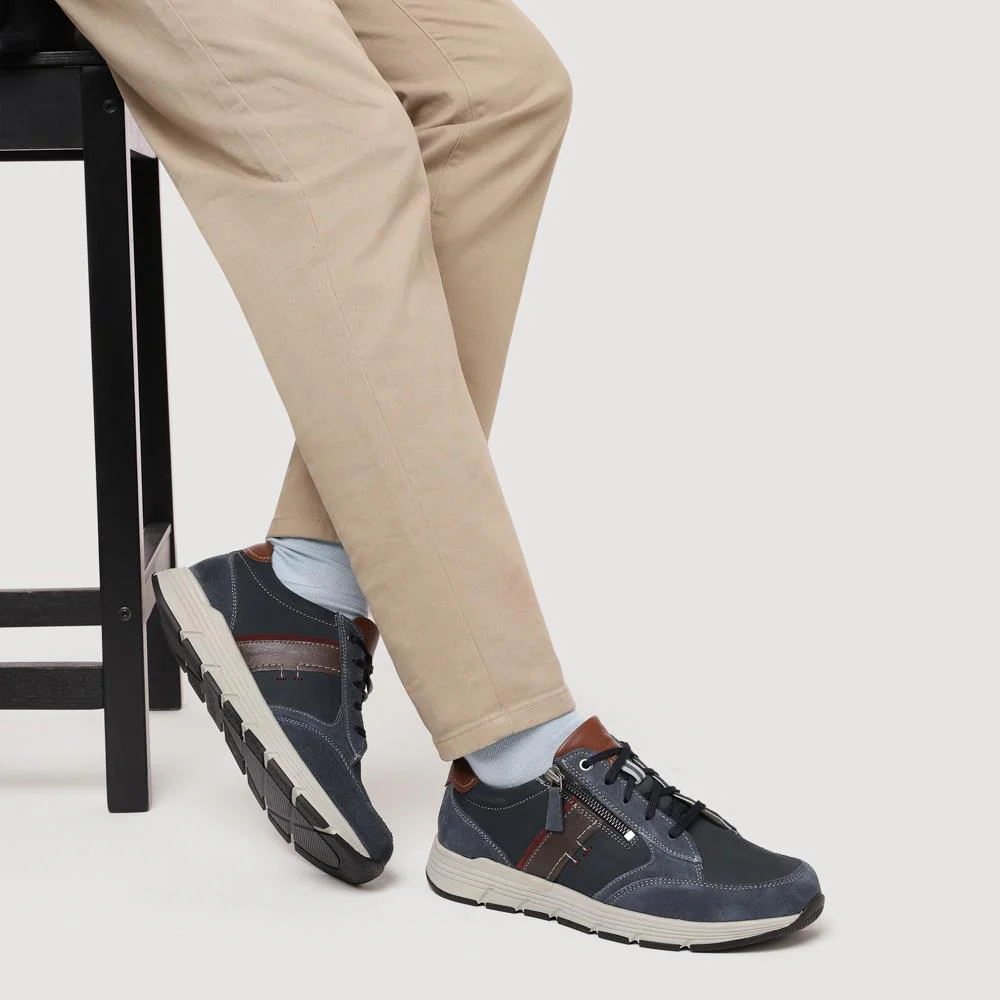 Leather Wide-Fit Lace-Up Shoes - PARK41041 / 327 282 - Blue - Image 5