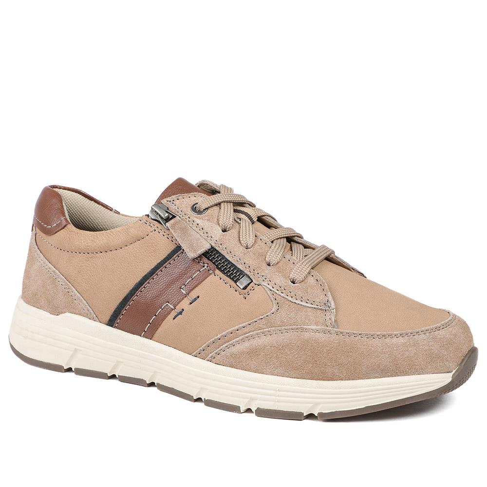 Leather Wide-Fit Lace-Up Shoes - PARK41041 / 327 282 - Sand