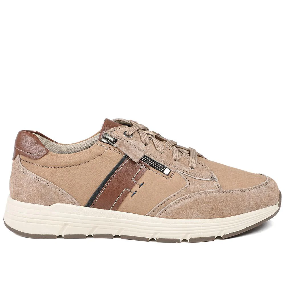 Leather Wide-Fit Lace-Up Shoes - PARK41041 / 327 282 - Sand - Image 2