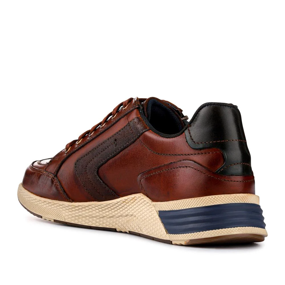 Leather Wide-Fit Lace-Up Trainers - PARK41046 / 327 261 - Cognac - Image 3