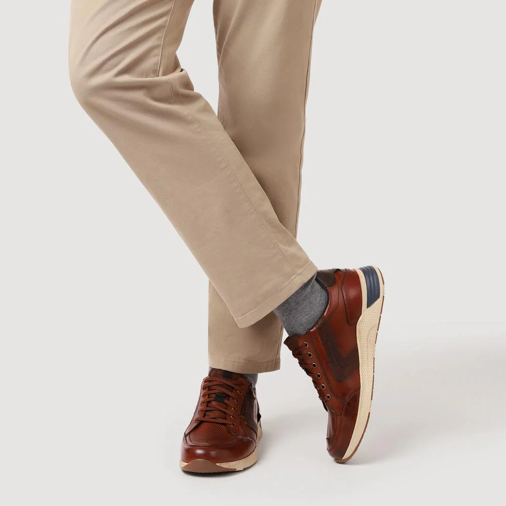 Leather Wide-Fit Lace-Up Trainers - PARK41046 / 327 261 - Cognac - Image 5