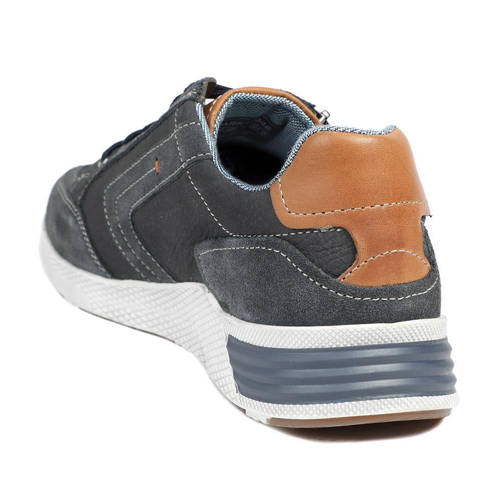 Leather Wide-Fit Lace-Up Trainers - PARK41046 / 327 261 - Navy - Image 4