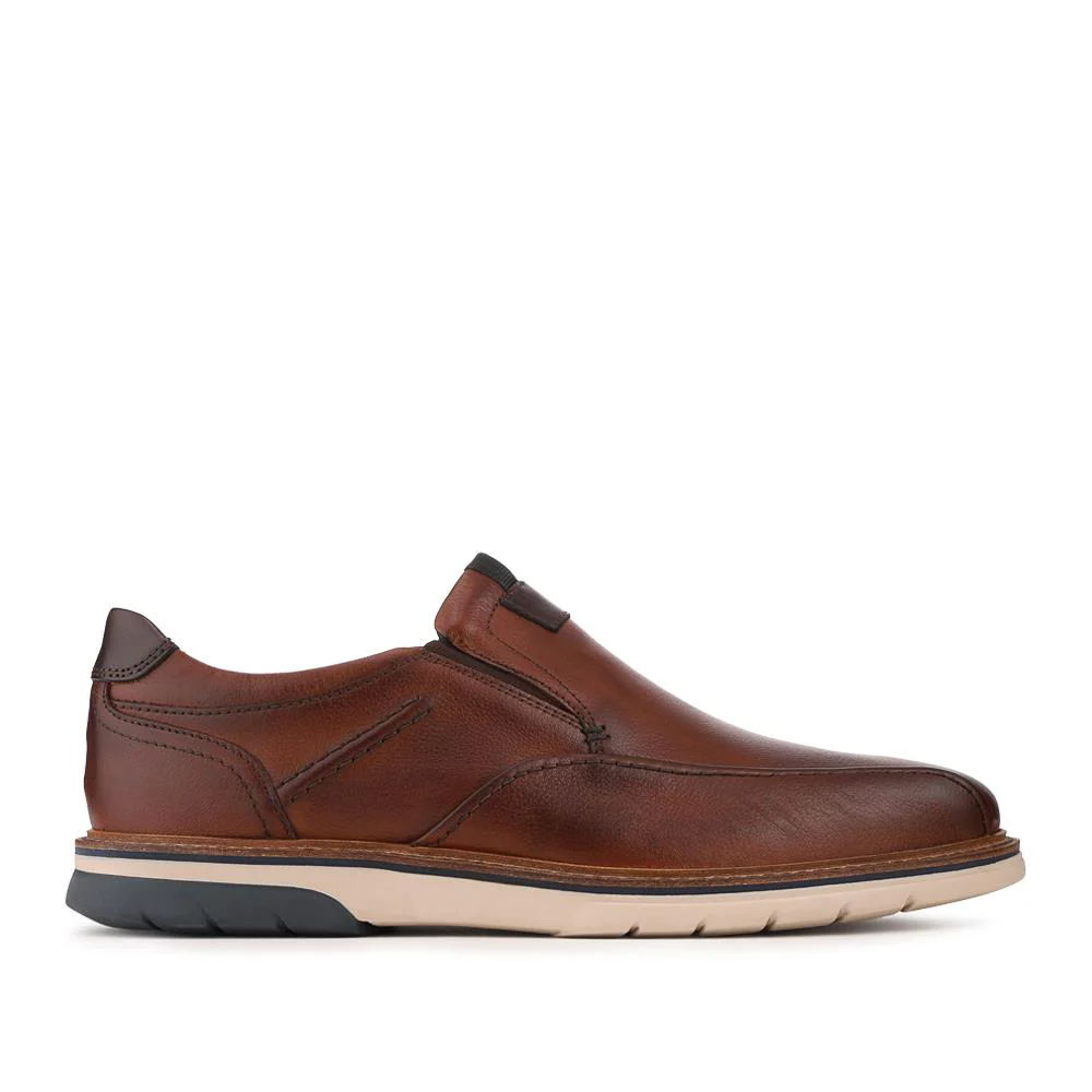 Leather Wide-Fit Slip-On Shoes - PARK41045 / 327 266 - Cognac - Image 3