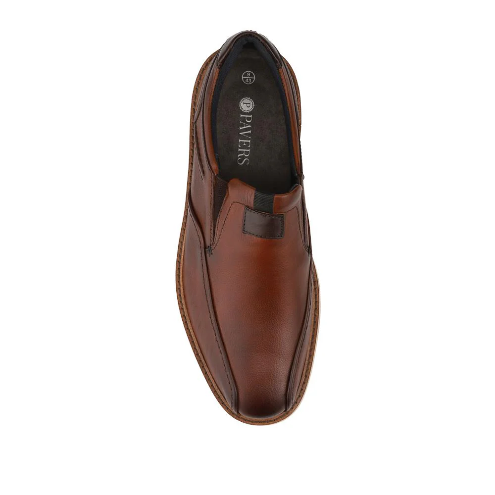Leather Wide-Fit Slip-On Shoes - PARK41045 / 327 266 - Cognac - Image 4