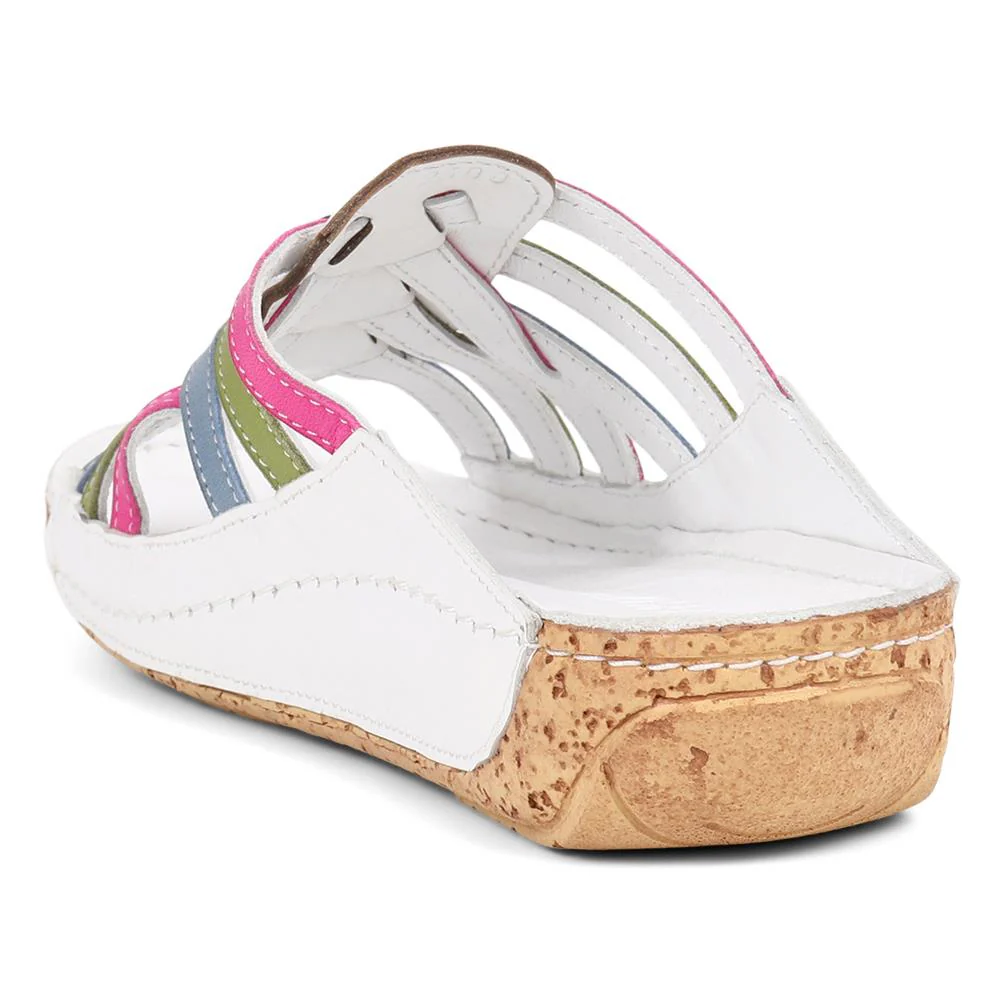 Leather Woven Wedge Mule Sandals - KARY39025 / 325 505 - Multi - Image 3