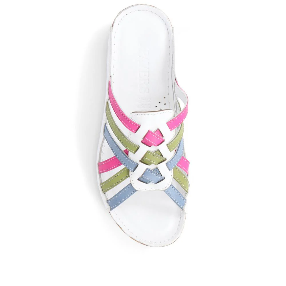 Leather Woven Wedge Mule Sandals - KARY39025 / 325 505 - Multi - Image 5